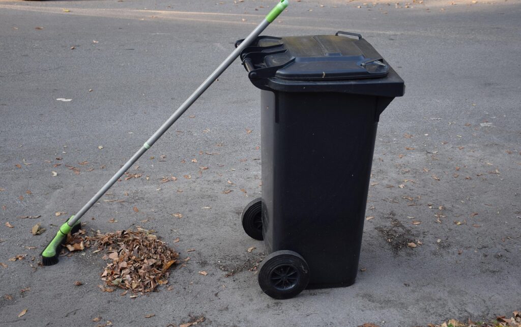 waste, ton, garbage, garbage can, waste bins, container, waste container, nature, broom, leaves